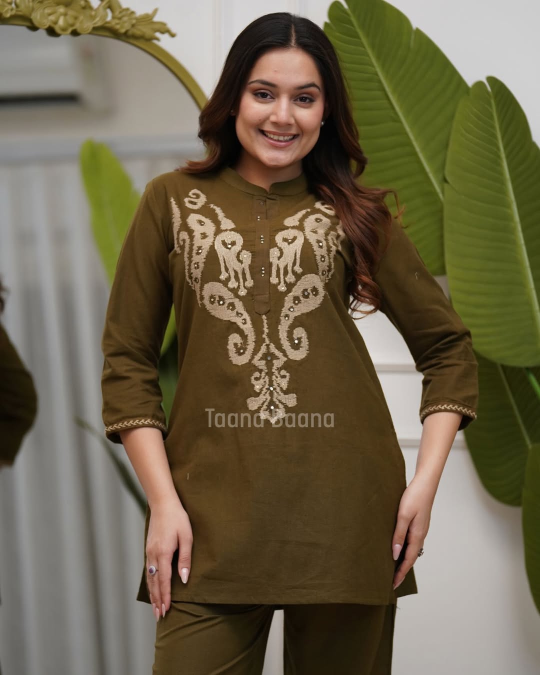 Olive Grace Embroidered Co-Ord Set for Women