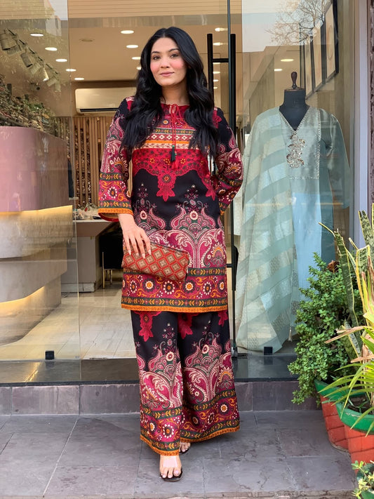 Royal Ethnic Printed Kurta Set with Designer Palazzo Pants