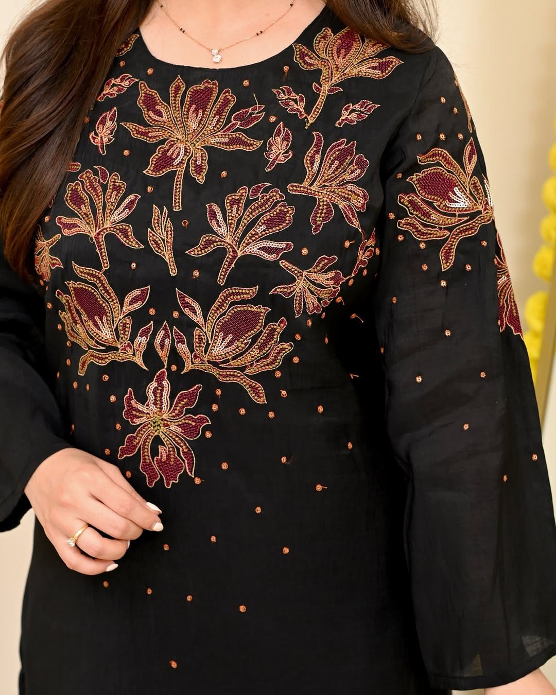 Midnight Bloom Embroidered Co-Ord Set for Women