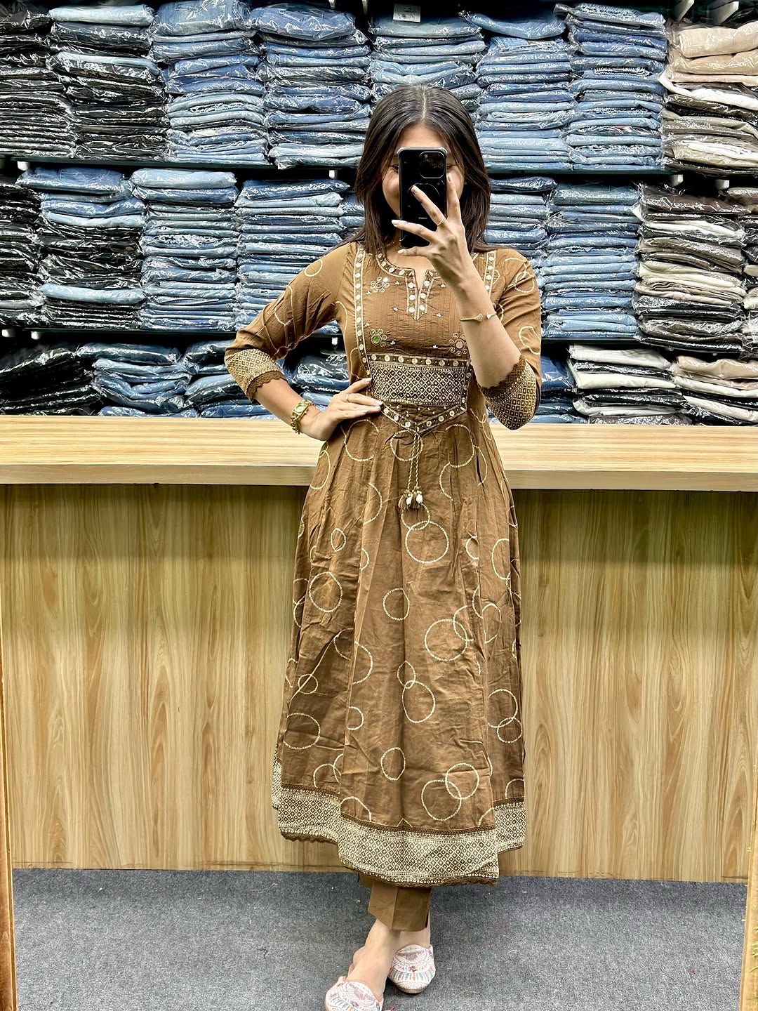 Elegant Brown Embroidered Kurta Set with Dupatta
