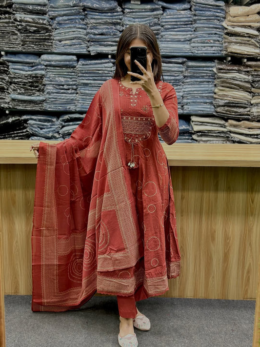 Royal Maroon Ethnic Kurta Set with Elegant Dupatta
