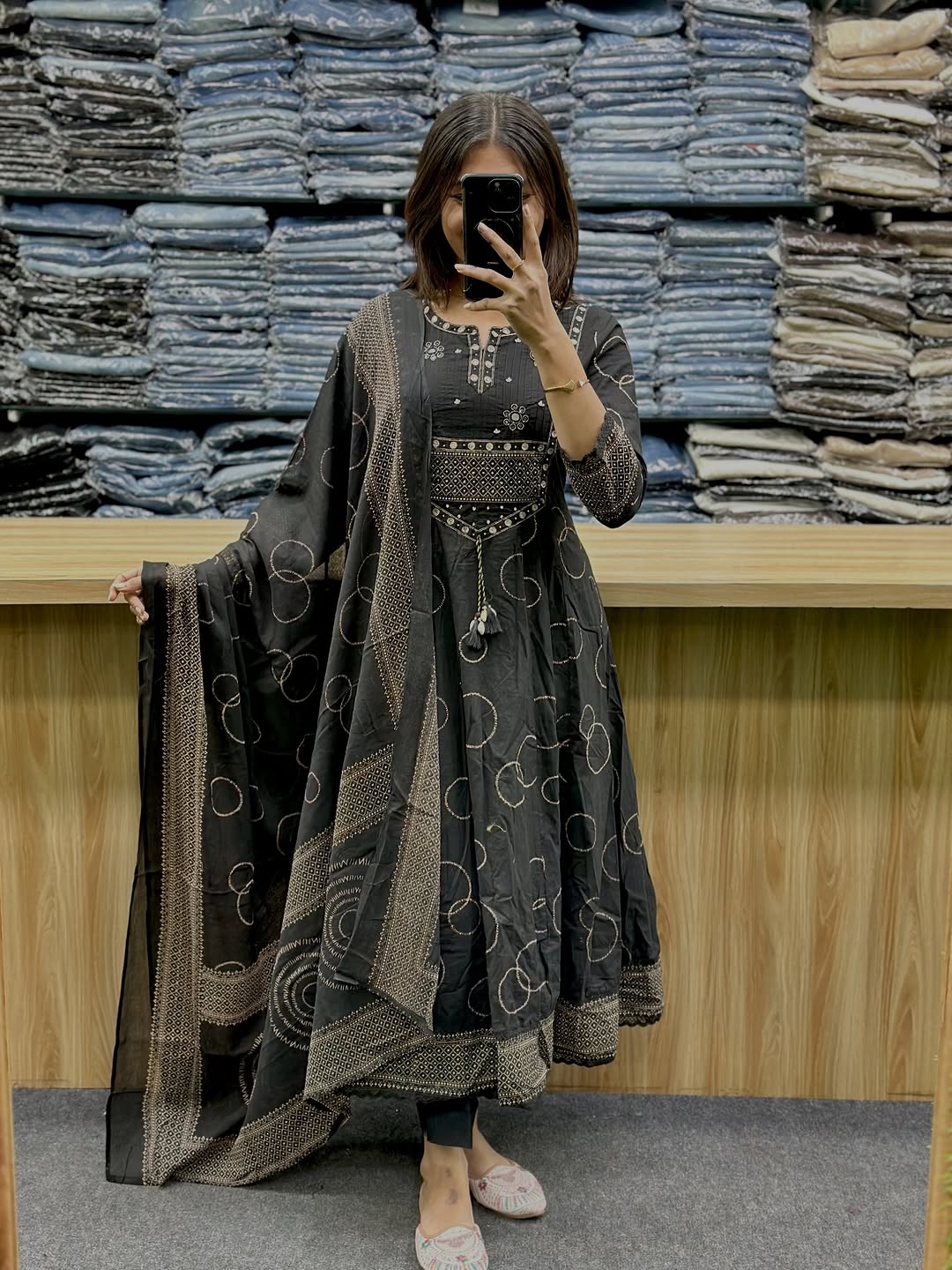 Classic Black Embroidered Kurta Set with Dupatta
