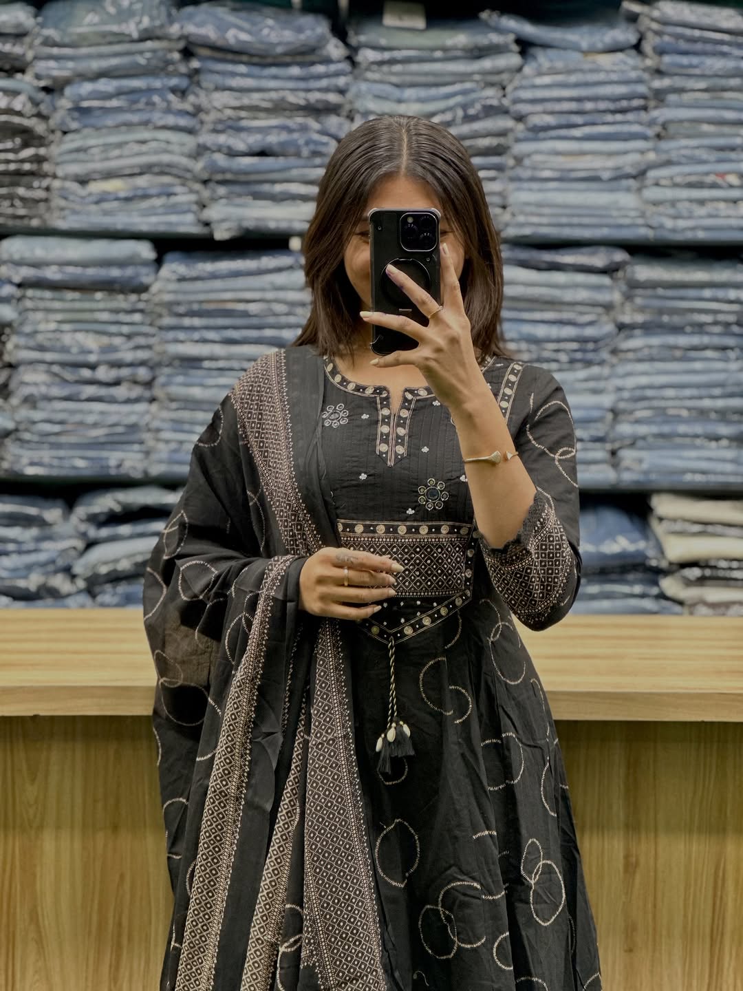 Classic Black Embroidered Kurta Set with Dupatta