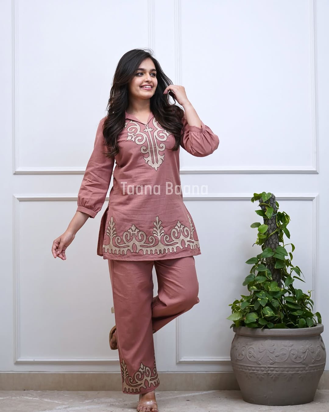 Elegant Embroidered Pink Co-ord Set