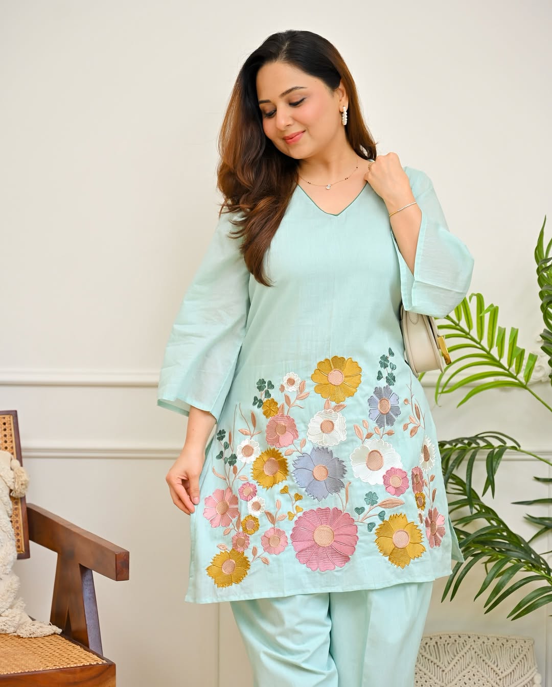 Embroidered Cotton Co-Ord Set for Women