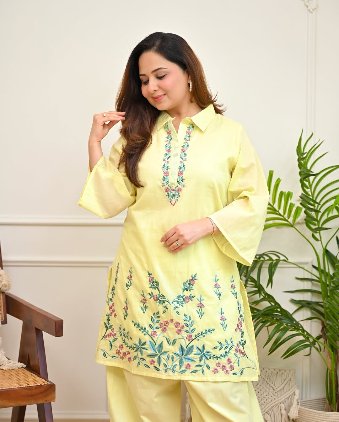Embroidered Cotton Co-Ord Set for Women