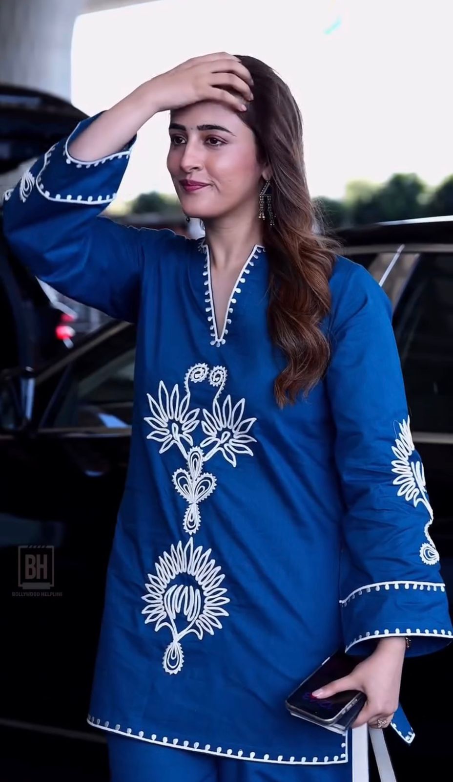 Royal Blue Embroidered Kurta Pant Co-Ord Set for Women
