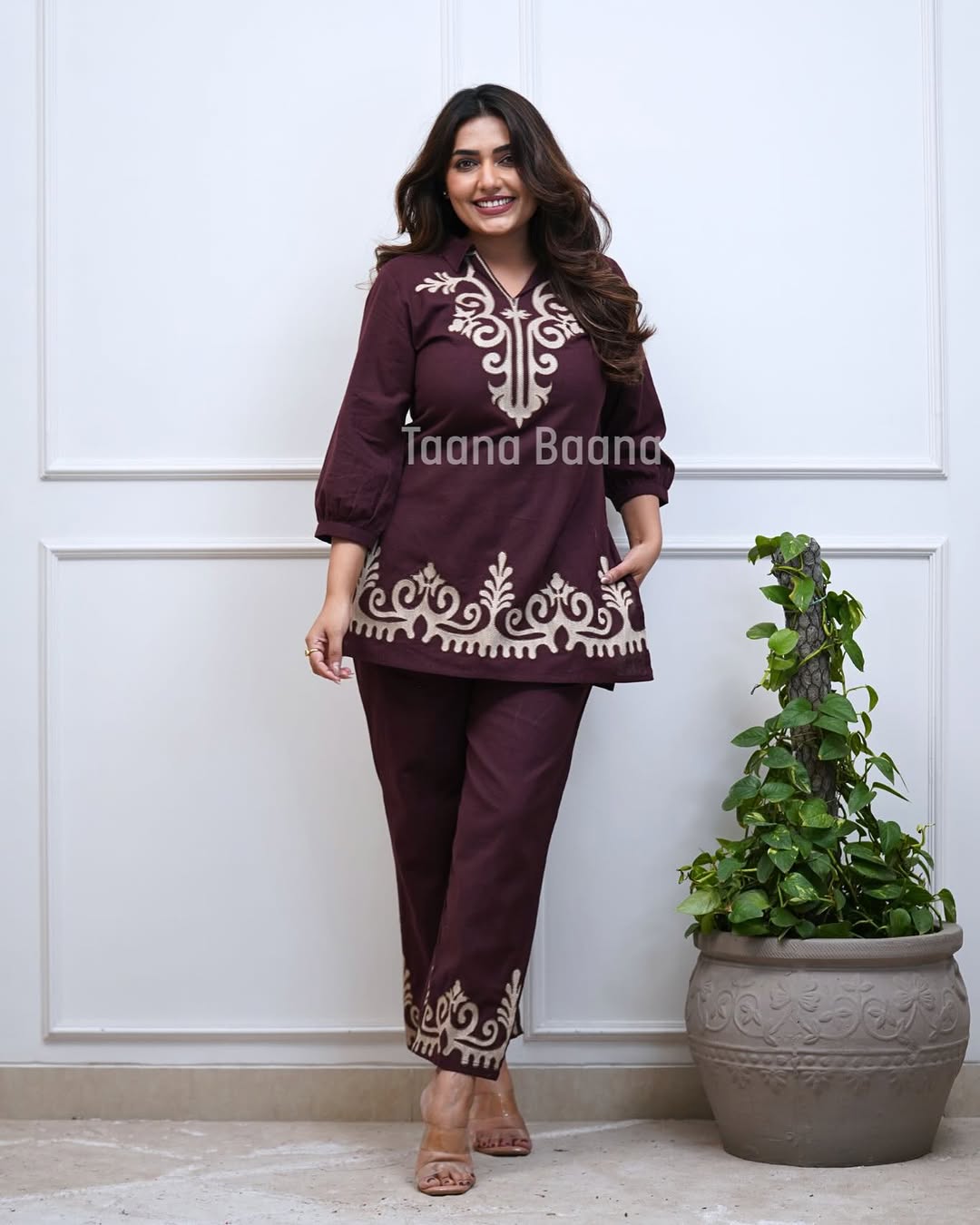 Elegant Embroidered Maroon Co-ord Set