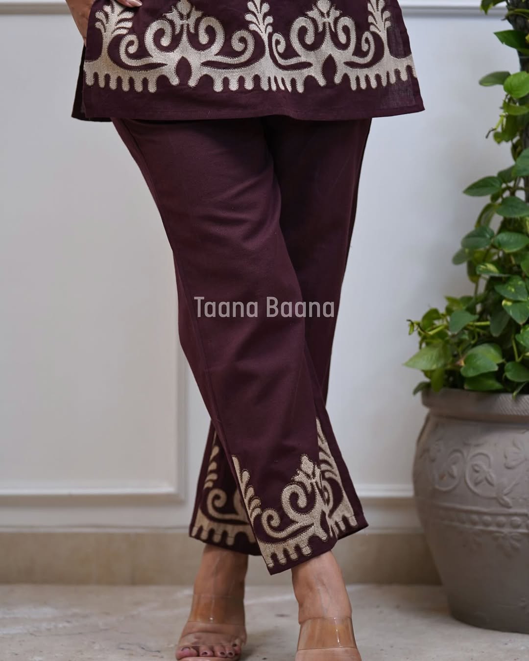 Elegant Embroidered Maroon Co-ord Set
