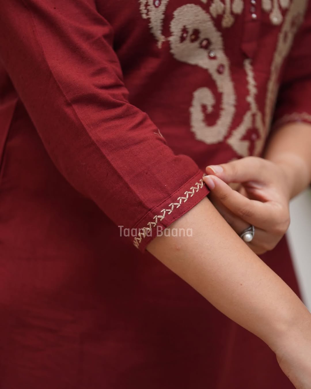 Maroon Heritage Embroidered Co-Ord Set for Women