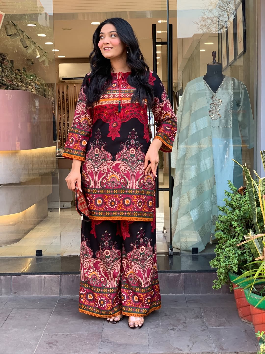 Royal Ethnic Printed Kurta Set with Designer Palazzo Pants