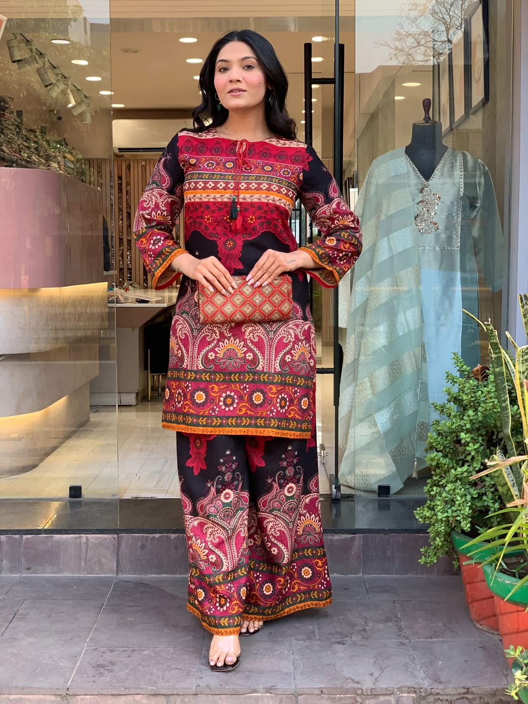 Royal Ethnic Printed Kurta Set with Designer Palazzo Pants