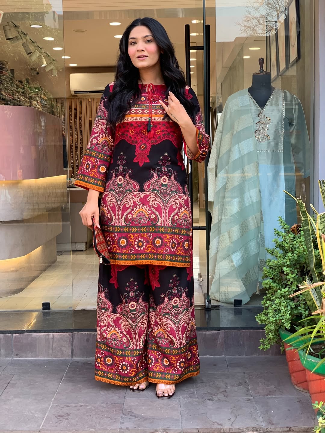 Royal Ethnic Printed Kurta Set with Designer Palazzo Pants
